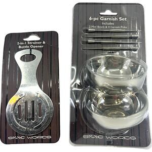 Style Works 6-piece Garnishing Set & 2-in-1 Strainer / Bottle Opener *New*